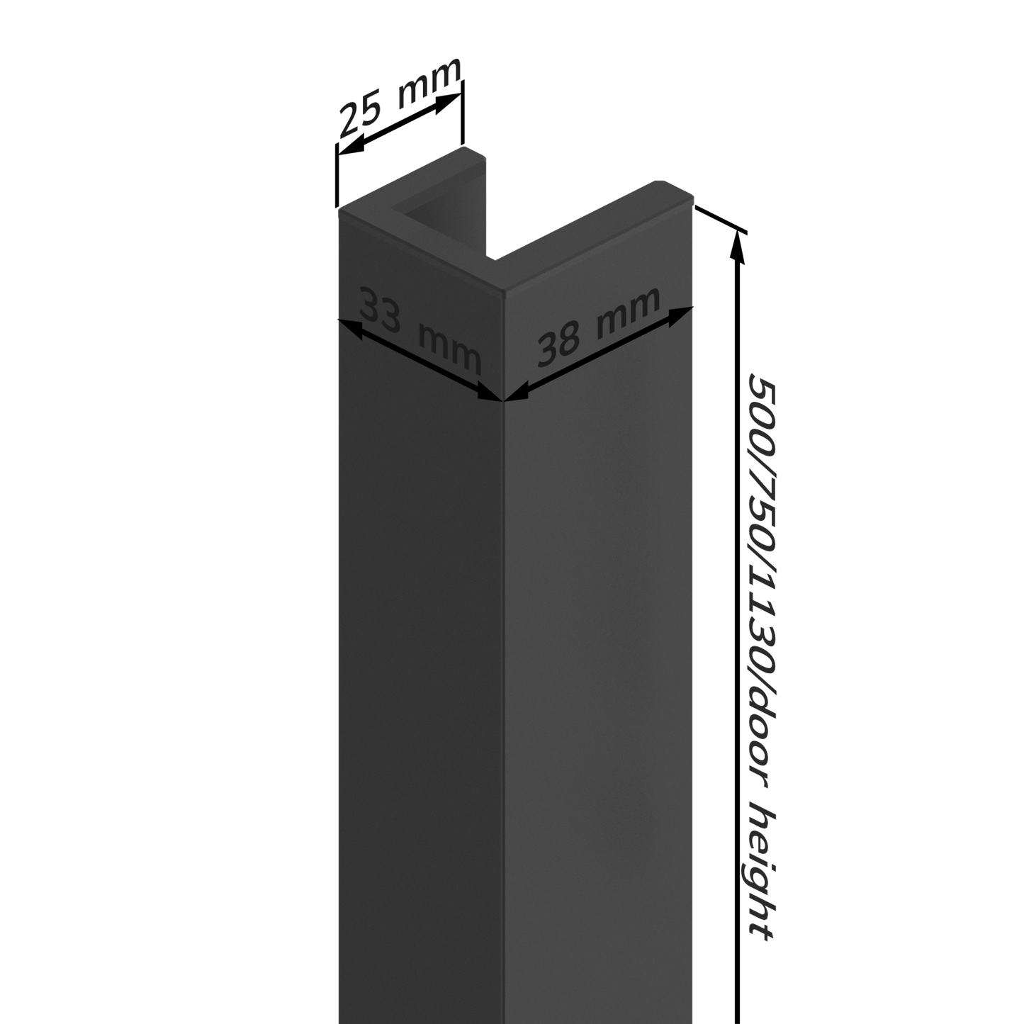 DG.10 door grip | 500 mm | Black